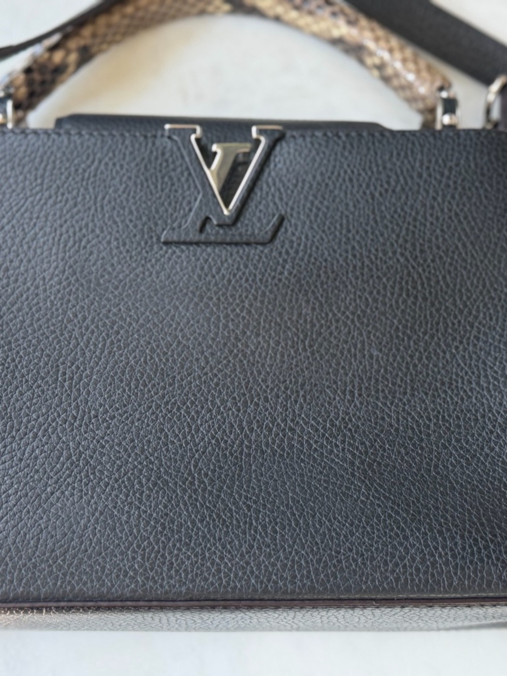 Louis Vuitton Capucines BB, black leather with Limited Python Handle